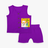 Little Farmer On Pongal - Customized Jabla For Kids - ROYAL PURPLE - 0 - 3 Months Old (Chest 9.8")