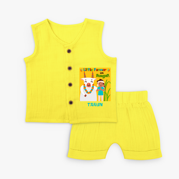 Little Farmer On Pongal - Customized Jabla For Kids - YELLOW - 0 - 3 Months Old (Chest 9.8")