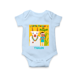 Little Farmer with Cow – Yellow Theme | Personalized Kids Romper  - BABY BLUE - New Born (Chest 14")