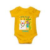 Little Farmer On Pongal - Customized Romper For Babies - CHROME YELLOW - 0 - 3 Months Old (Chest 16")