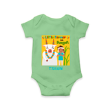 Little Farmer with Cow – Yellow Theme | Personalized Kids Romper  - GREEN - New Born (Chest 14")