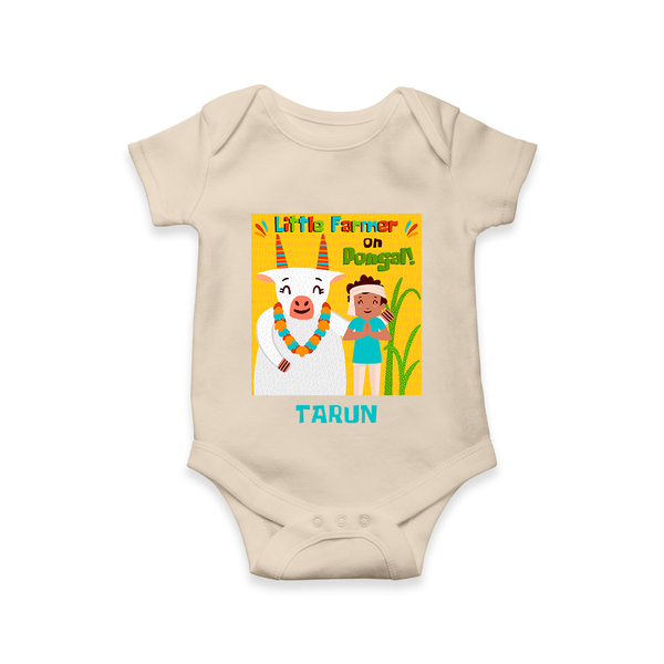 Little Farmer with Cow – Yellow Theme | Personalized Kids Romper  - IVORY - New Born (Chest 14")