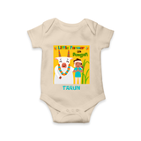 Little Farmer with Cow – Yellow Theme | Personalized Kids Romper  - IVORY - New Born (Chest 14")