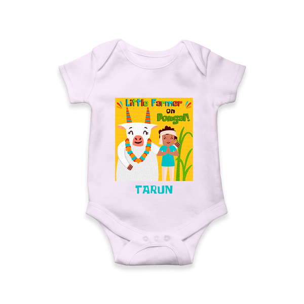 Little Farmer with Cow – Yellow Theme | Personalized Kids Romper  - LILAC - New Born (Chest 14")