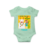 Little Farmer with Cow – Yellow Theme | Personalized Kids Romper  - MINT GREEN - New Born (Chest 14")