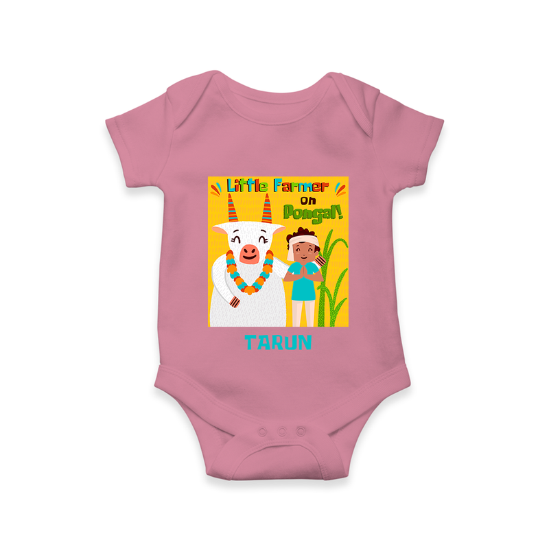 Little Farmer On Pongal - Customized Romper For Babies - ONION - 0 - 3 Months Old (Chest 16")