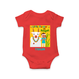 Little Farmer with Cow – Yellow Theme | Personalized Kids Romper  - RED - New Born (Chest 14")