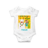 Little Farmer with Cow – Yellow Theme | Personalized Kids Romper  - WHITE - New Born (Chest 14")
