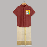 Little Farmer On Pongal - Customized Raw Silk Shirt And Dhoti For Kids - MAUVE - 0 - 6 Months Old (Chest-23") (Dhoti length-14")