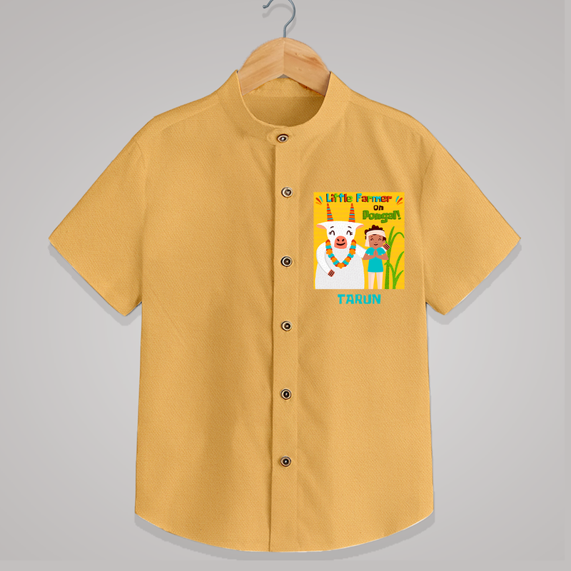 Little Farmer On Pongal - Customized Shirt For Kids - PASTEL YELLOW - 0 - 6 Months Old (Chest 23")