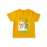 Little Farmer with Cow – Yellow Theme | Personalized Kids T-Shirt  - CHROME YELLOW - 0-5 Months Old (Chest 17")