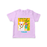 Little Farmer with Cow – Yellow Theme | Personalized Kids T-Shirt  - LILAC - 0-5 Months Old (Chest 17")