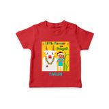 Little Farmer with Cow – Yellow Theme | Personalized Kids T-Shirt  - RED - 0-5 Months Old (Chest 17")