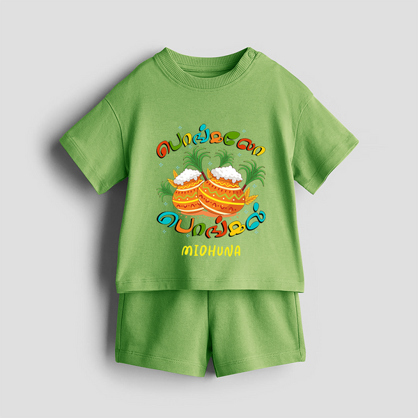 Pongaloo Pongal - Customized Co-ord Set For Kids - KIWI GREEN - 1-2 Years Old (Chest 22")