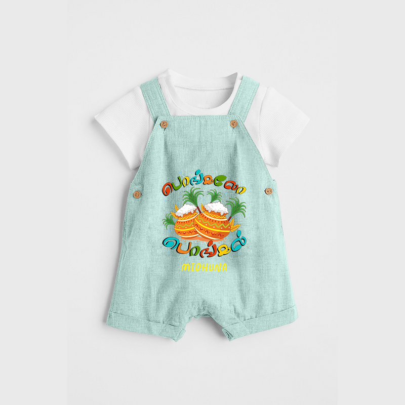 Pongaloo Pongal - Customized Dungaree Set For Kids - ARCTIC BLUE - 0 - 5 Months Old (Chest 18")