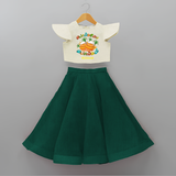 Pongaloo Pongal - Customized Crop Top And Skirt For Kids - BOTTLE GREEN - 6 - 9 Months Old (Chest 20" , Frock Waist 20")