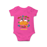 Pongalo Pongal” Twin Pots – Tamil Typograph | Personalized Kids Romper  - HOT PINK - New Born (Chest 14")