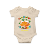 Pongalo Pongal” Twin Pots – Tamil Typograph | Personalized Kids Romper  - IVORY - New Born (Chest 14")