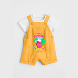 Sweet As Pongal - Customized Dungaree Set For Kids - PASTEL YELLOW - 0 - 5 Months Old (Chest 18")