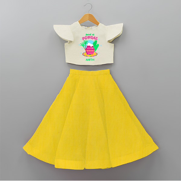 Sweet As Pongal - Customized Crop Top And Skirt For Kids - YELLOW - 6 - 9 Months Old (Chest 20" , Frock Waist 20")