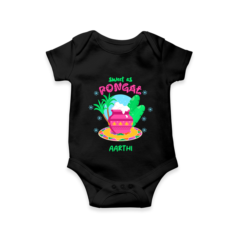 Sweet As Pongal - Customized Romper For Babies - BLACK - 0 - 3 Months Old (Chest 16")