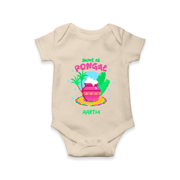 Sweet as Pongal Pot Illustration | Personalized Kids Romper  - IVORY - New Born (Chest 14")