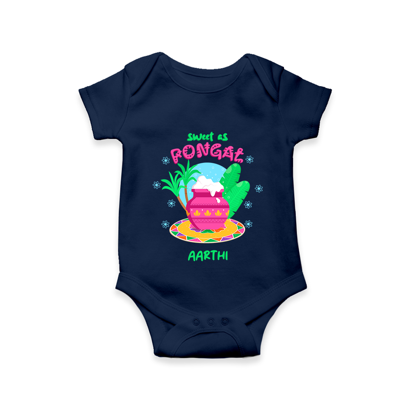 Sweet As Pongal - Customized Romper For Babies - NAVY BLUE - 0 - 3 Months Old (Chest 16")