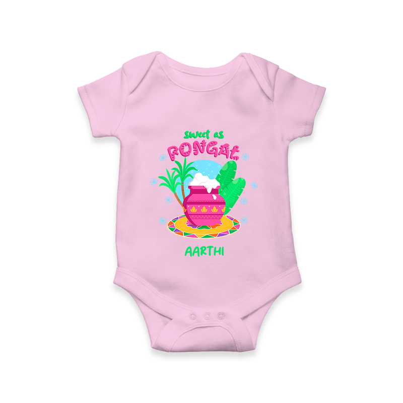 Sweet As Pongal - Customized Romper For Babies - PINK - 0 - 3 Months Old (Chest 16")