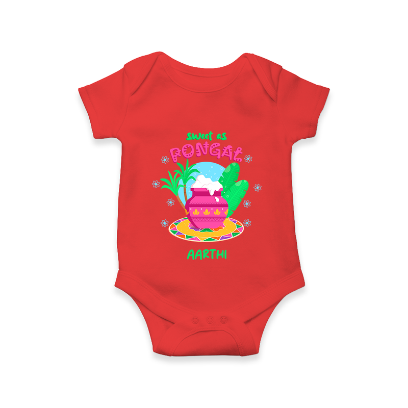 Sweet As Pongal - Customized Romper For Babies - RED - 0 - 3 Months Old (Chest 16")