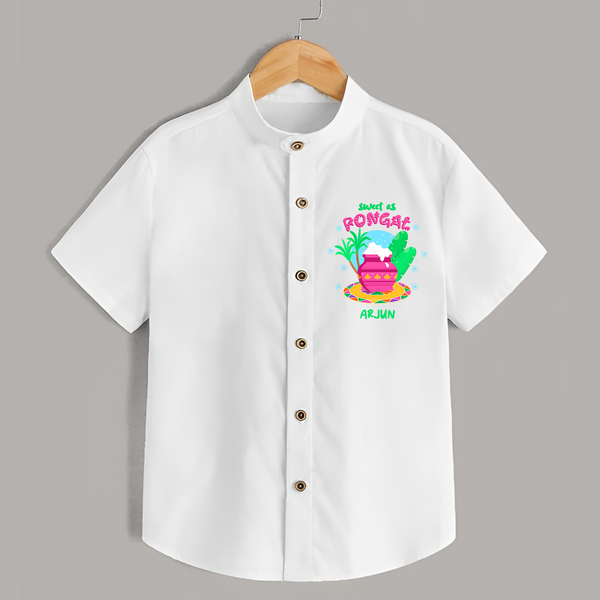 Sweet as Pongal Pot Illustration | Personalized Kids Shirt  - WHITE - 0 - 6 Months Old (Chest 23")