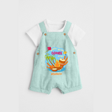 Bonfire Bright Lohre Delight - Customized Dungaree Set For Kids - ARCTIC BLUE - 0 - 5 Months Old (Chest 18")