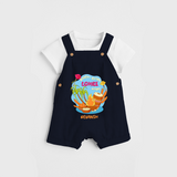 Bonfire Bright Lohre Delight - Customized Dungaree Set For Kids - NAVY BLUE - 0 - 5 Months Old (Chest 18")