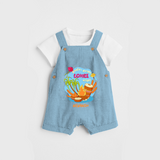 Bonfire Bright Lohre Delight - Customized Dungaree Set For Kids - SKY BLUE - 0 - 5 Months Old (Chest 18")