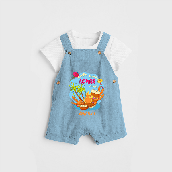 Bonfire Bright Lohre Delight - Customized Dungaree Set For Kids - SKY BLUE - 0 - 5 Months Old (Chest 18")