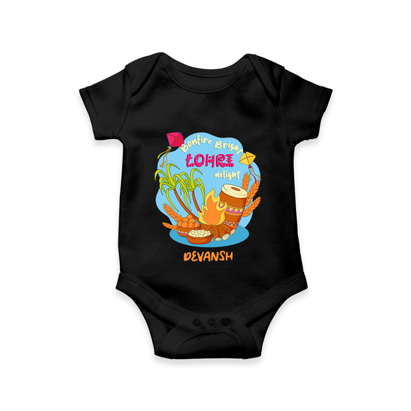 Bonfire Bright Lohre Delight - Customized Romper For Babies - BLACK - 0 - 3 Months Old (Chest 16")