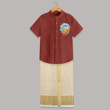 Bonfire Bright Lohre Delight - Customized Raw Silk Shirt And Dhoti For Kids - MAUVE - 0 - 6 Months Old (Chest-23") (Dhoti length-14")