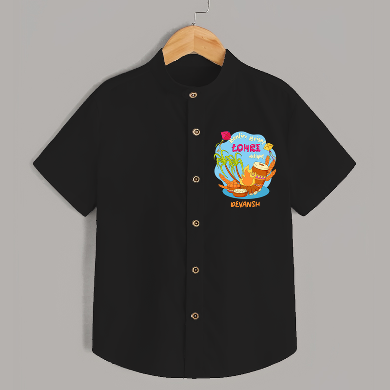 Bonfire Bright Lohre Delight - Customized Shirt For Kids - BLACK - 0 - 6 Months Old (Chest 23")