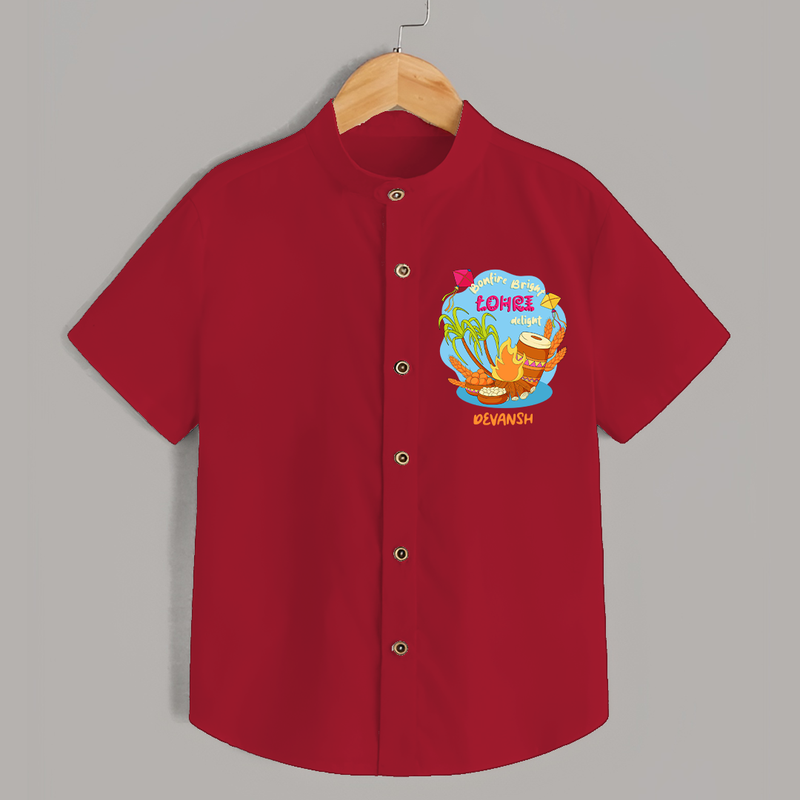 Bonfire Bright Lohre Delight - Customized Shirt For Kids - RED - 0 - 6 Months Old (Chest 23")