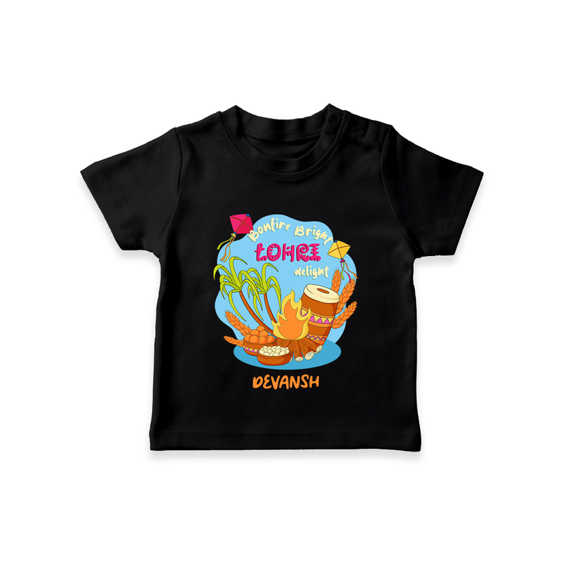 Bonfire Bright Lohre Delight - Customized T-Shirt For Kids - BLACK - 0-5 Months Old (Chest 17")