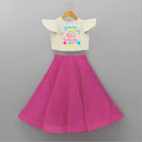 Soaring Kites Makar Sankranti Vibes - Customized Crop Top And Skirt For Kids - FUSCHIA - 6 - 9 Months Old (Chest 20" , Frock Waist 20")