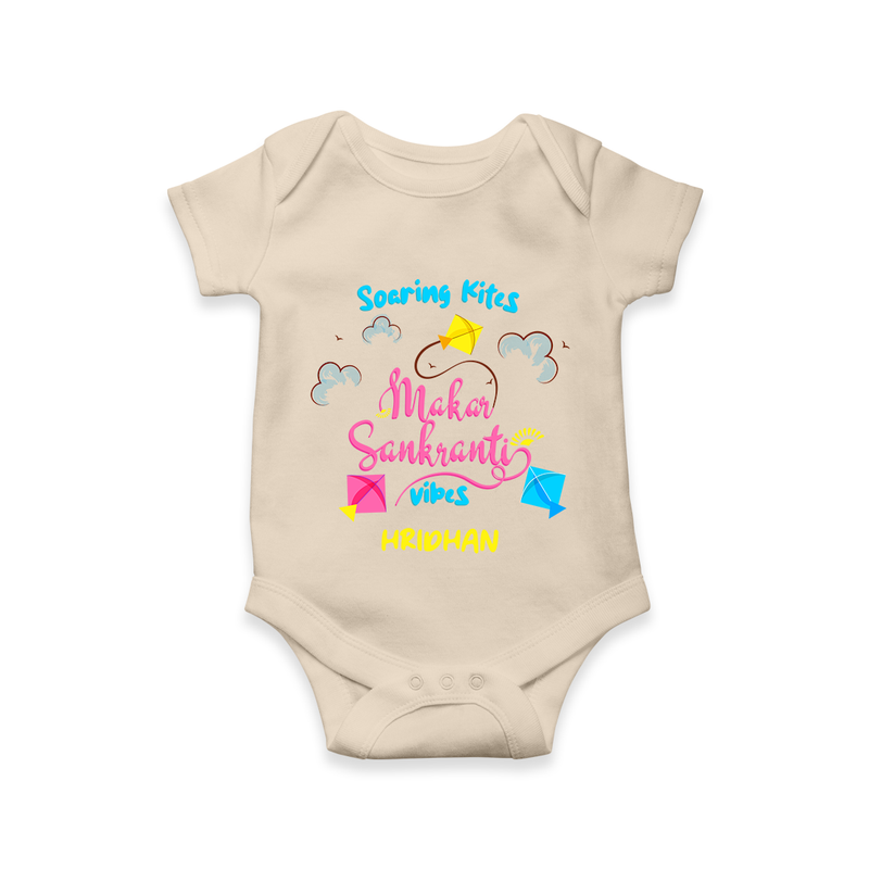 Soaring Kites Makar Sankranti Vibes - Customized Romper For Babies - IVORY - 0 - 3 Months Old (Chest 16")