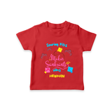 Soaring Kites Makar Sankranti Vibes - Customized T-Shirt For Kids - RED - 0-5 Months Old (Chest 17")