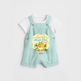 Sweet Pitha Magh Bihu Fiesta - Customized Dungaree Set For Kids - ARCTIC BLUE - 0 - 5 Months Old (Chest 18")