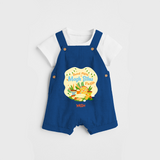 Sweet Pitha Magh Bihu Fiesta - Customized Dungaree Set For Kids - COBALT BLUE - 0 - 5 Months Old (Chest 18")