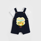 Sweet Pitha Magh Bihu Fiesta - Customized Dungaree Set For Kids - NAVY BLUE - 0 - 5 Months Old (Chest 18")