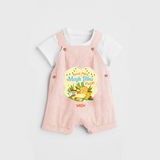 Sweet Pitha Magh Bihu Fiesta - Customized Dungaree Set For Kids - PEACH - 0 - 5 Months Old (Chest 18")