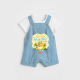 Sweet Pitha Magh Bihu Fiesta - Customized Dungaree Set For Kids - SKY BLUE - 0 - 5 Months Old (Chest 18")