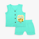 Sweet Pitha Magh Bihu Fiesta - Customized Jabla For Kids - AQUA GREEN - 0 - 3 Months Old (Chest 9.8")