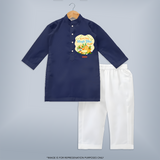 Sweet Pitha Magh Bihu Fiesta - Customized Kurta Set For Kids - NAVY BLUE - 3 - 6 Months Old (Chest 24", Kurta Length 14'', Waist 19", Pant Length 14")