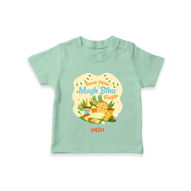 Sweet Pitha Magh Bihu Fiesta - Customized T-Shirt For Kids - MINT GREEN - 0-5 Months Old (Chest 17")